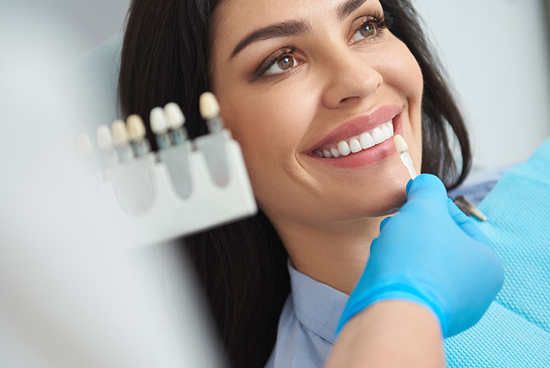 lady trying dental veneers