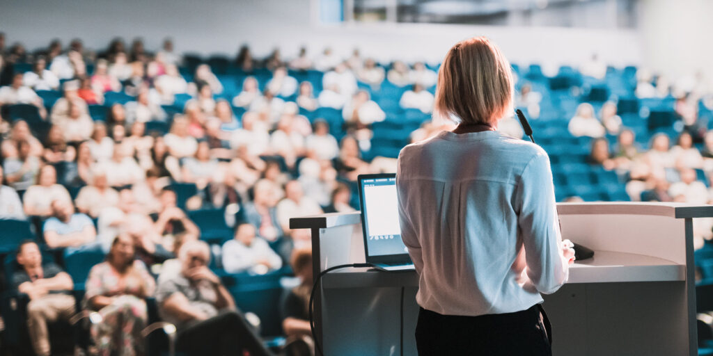 woman teaching other people